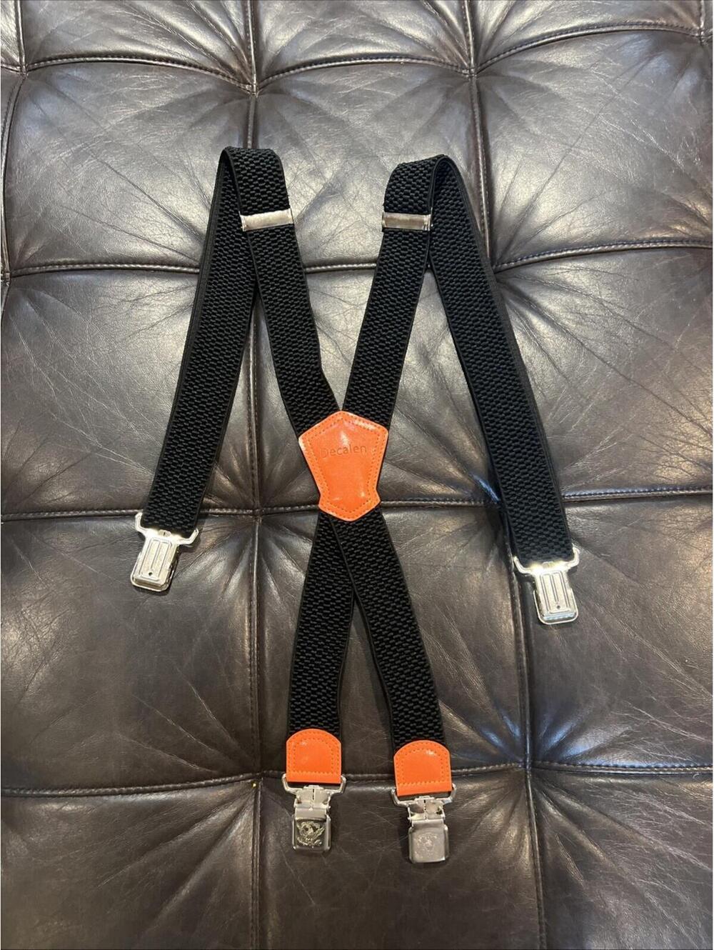 Decalen Mens Braces with Very Strong Metal Clips Wide Heavy Duty